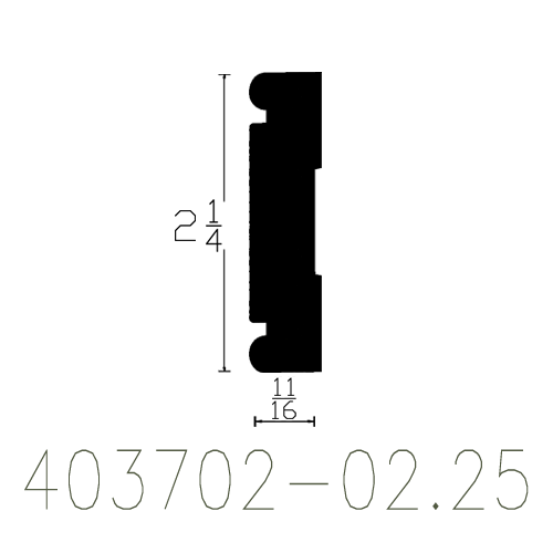 11/16" × 2-1/4” × 17’
PRIMED MDF CASING
